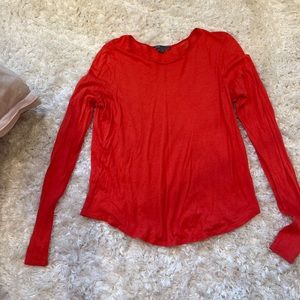 Red-Orange Long Sleeve Top from Vince
